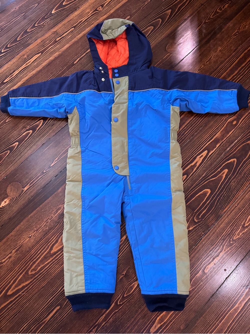 Hanna Andersson Blue, Navy, grey-ish/tan Insulated Toddler Snowsuit